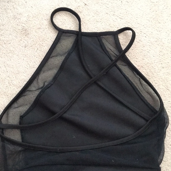 high neck bodysuit with mesh and gold detailing - Picture 3 of 3